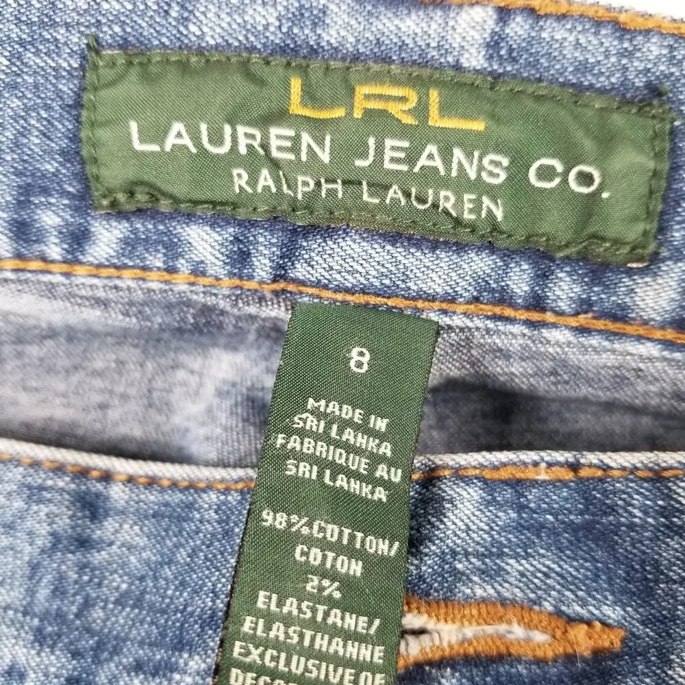 Lauren Ralph Lauren Blue Denim Jeans Vintage Flap Pockets Bootcut Size 8